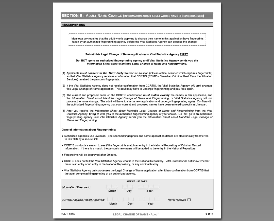 Fingerprinting section