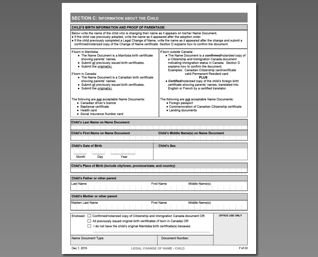 Child birth info section