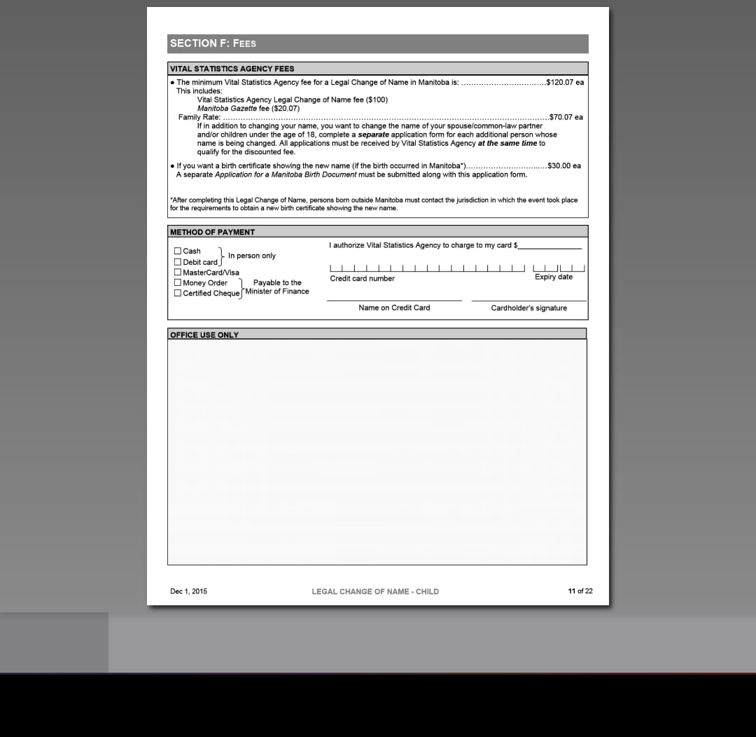 Fees section