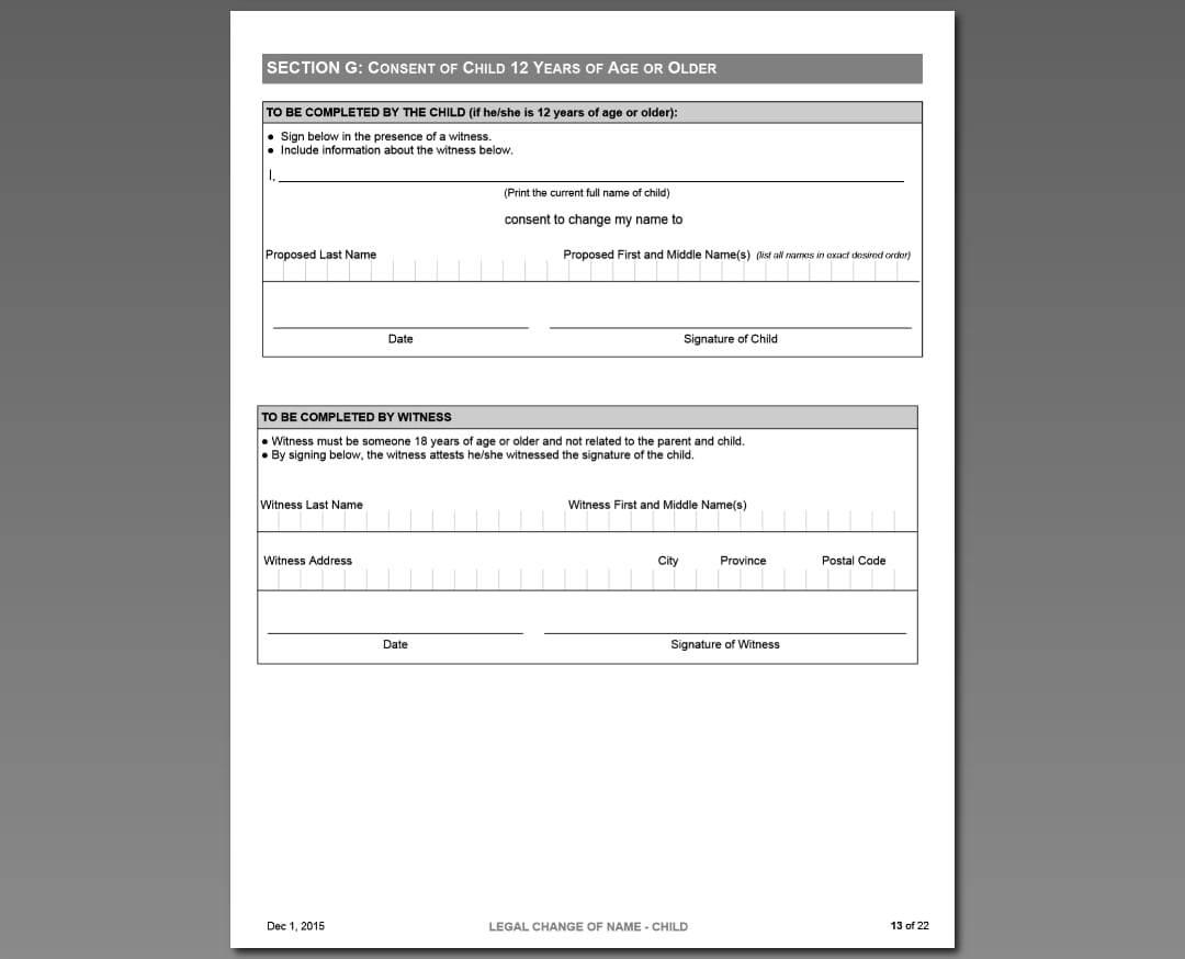 Child consent section