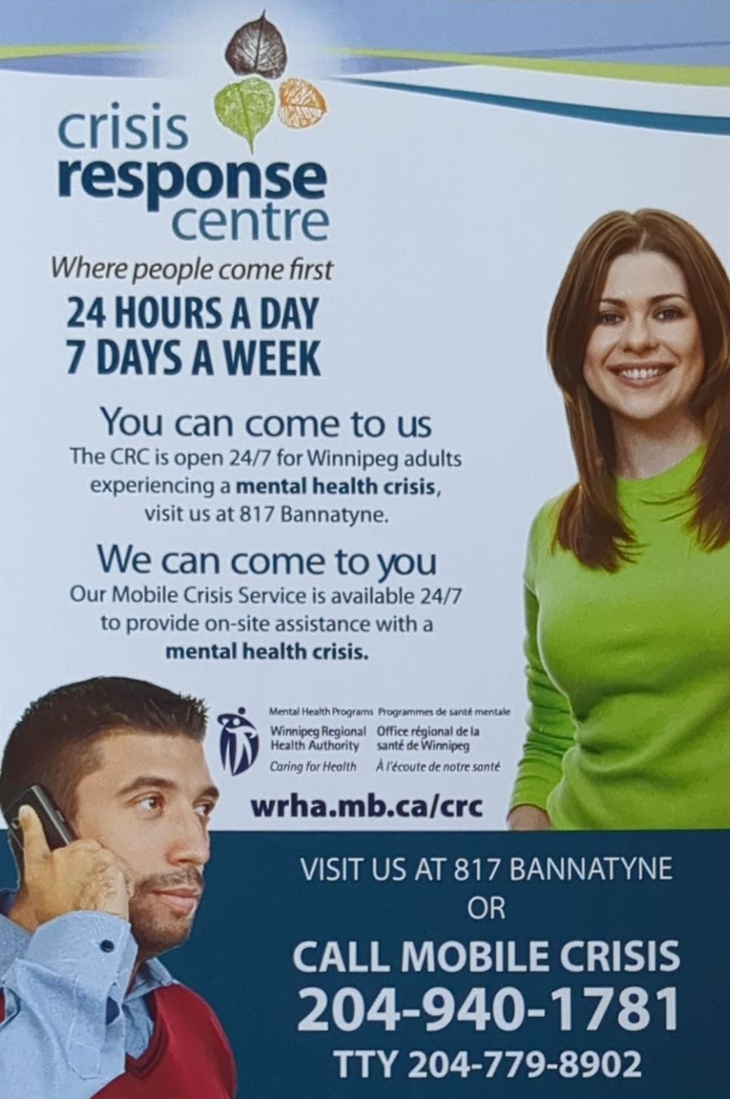 Crisis Response Centre pamphlet in English