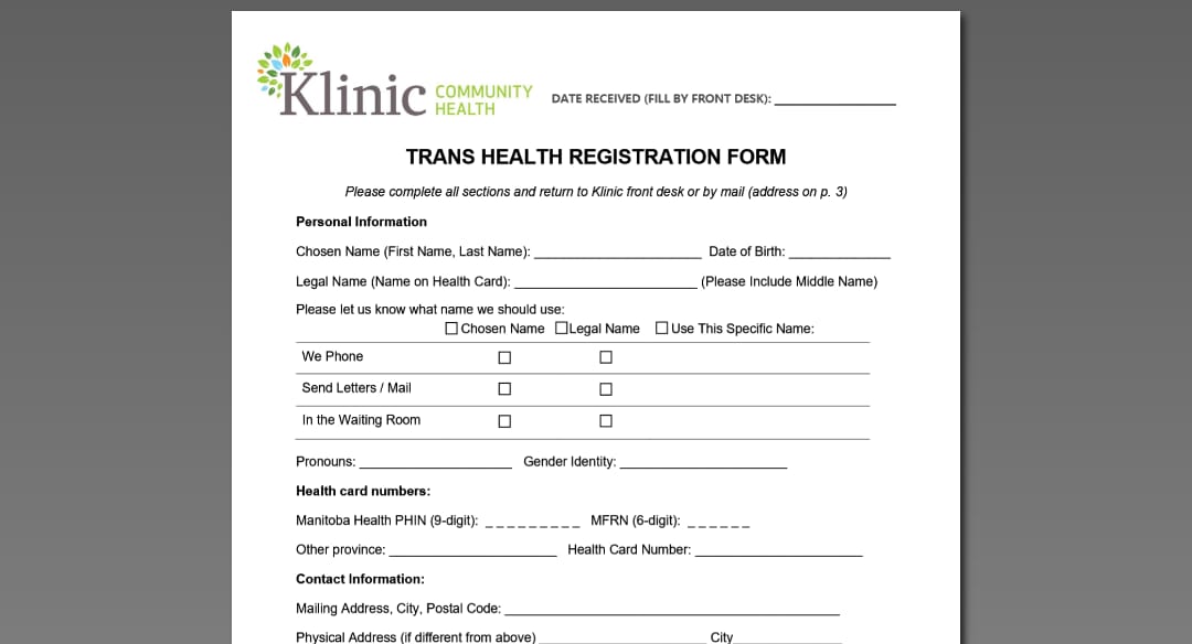 Klinic intake form PDF
