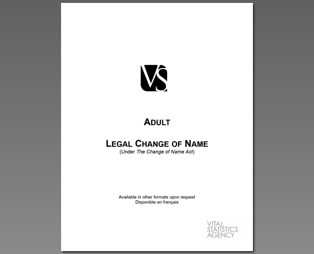 Legal change of name adult form