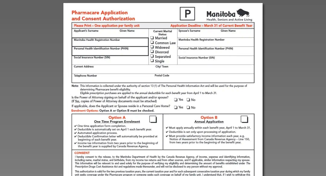 Pharmacare application form